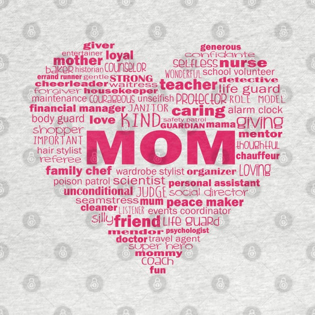 Heart Mom Word Cloud in Pink by Jitterfly